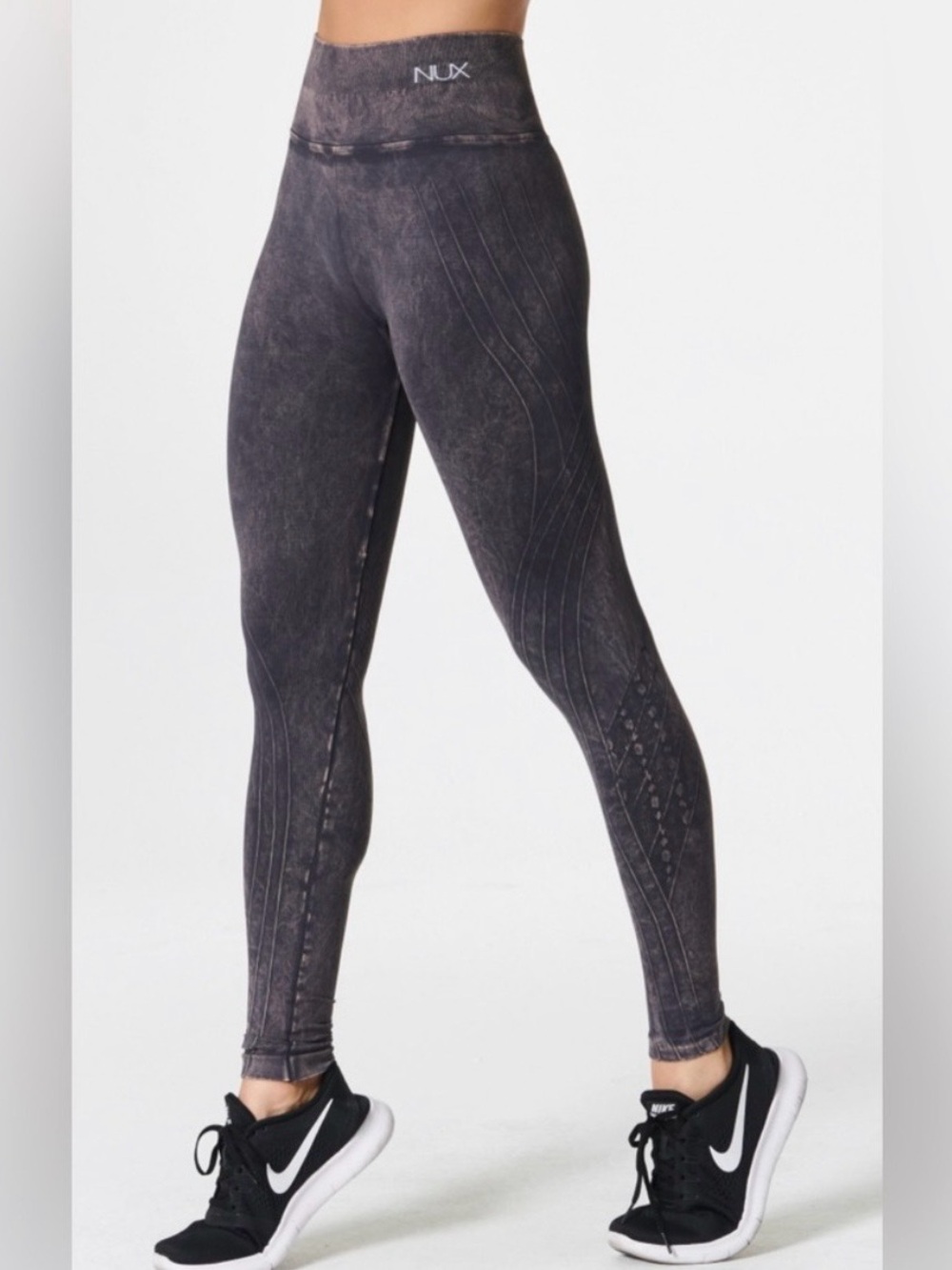NUX High Rise Mesa Mineral Wash Moto Leggings Black Size M